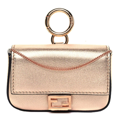 Fendi Vitello Laminato Nano Baguette Charm Rame 1 of 8