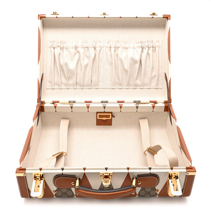 Gucci GG Supreme Monogram Boarded Dyana Calfskin Rhombus Print Savoy Medium Rigid Suitcase Beige Ebony Mystic White Hazel Brown 4 of 13