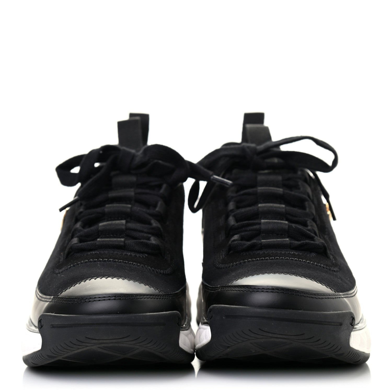 Chanel Velvet Calfskin Mixed Fibers CC Sneakers 39.5 Black 2 of 7