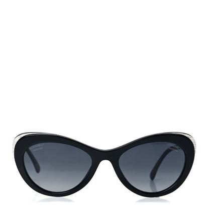 Chanel Acetate Polarized Cat Eye CC Sunglasses 5432 Black 2 of 8