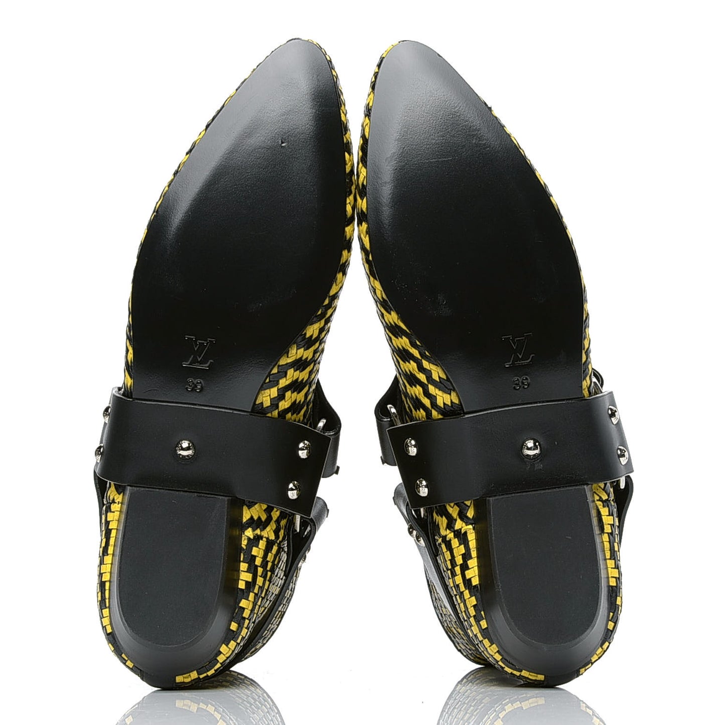 Calfskin Woven Rhapsody Ankle Boots 39 Yellow Black
