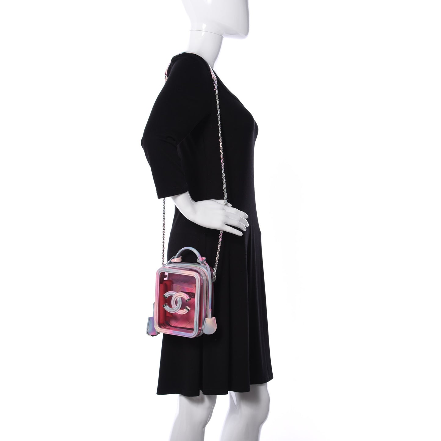 PVC Patent Calfskin Patent Lambskin Vertical Vanity Case Pink