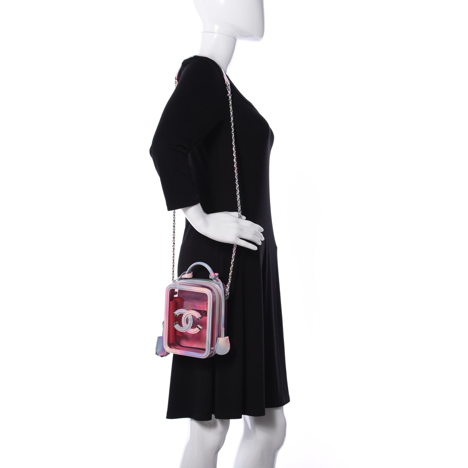 Chanel PVC Patent Calfskin Patent Lambskin Vertical Vanity Case Pink 2 of 9