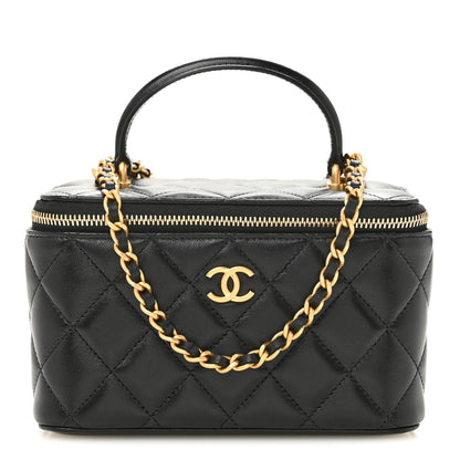 Chanel Lambskin Quilted Small Top Handle Vanity Case With Chain Black 1 of 11