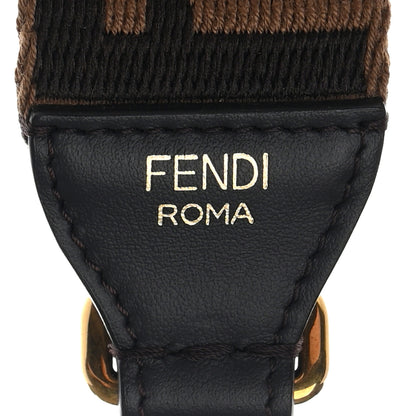 Fendi Ribbon Vitello Century FF 1974 Flat Studded Strap You Fango Marrone Ebano 3 of 5