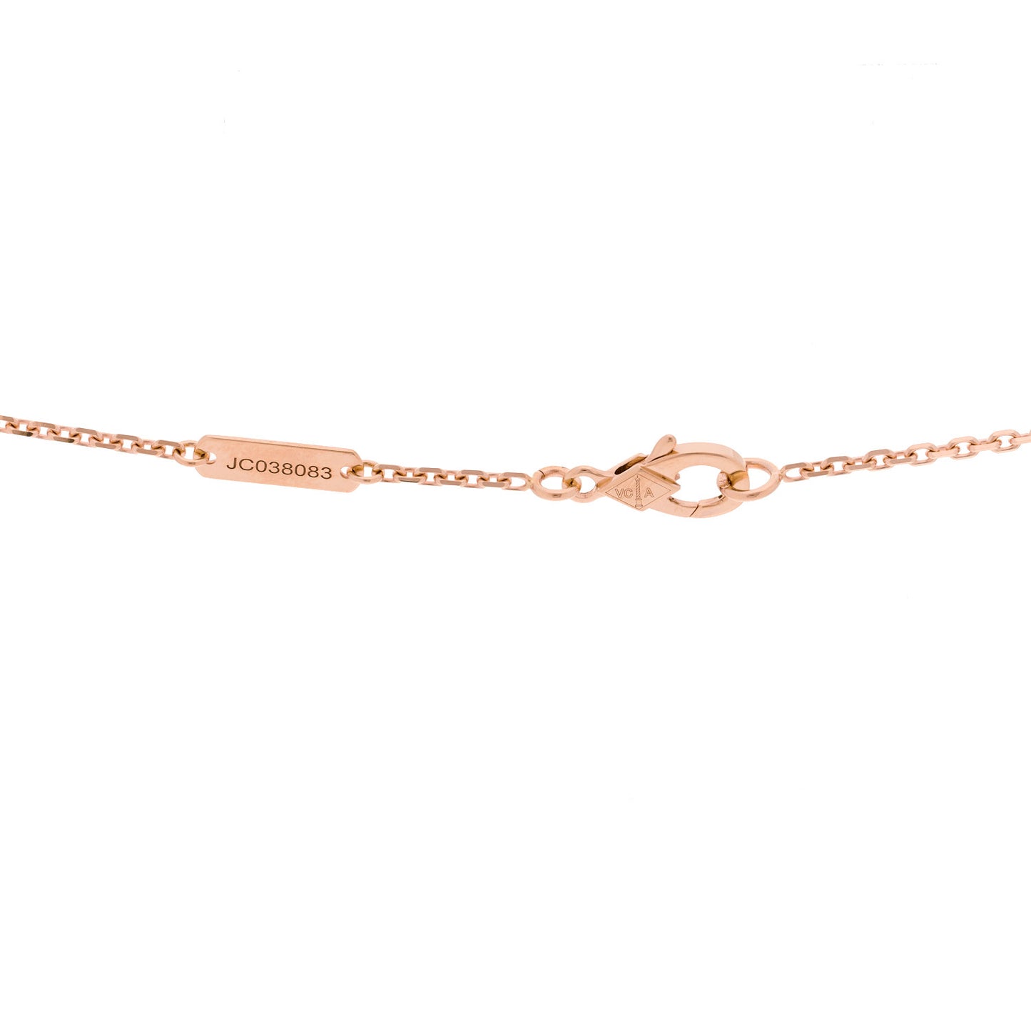 18K Rose Gold Diamond Rhodonite Vintage Alhambra Pendant Necklace