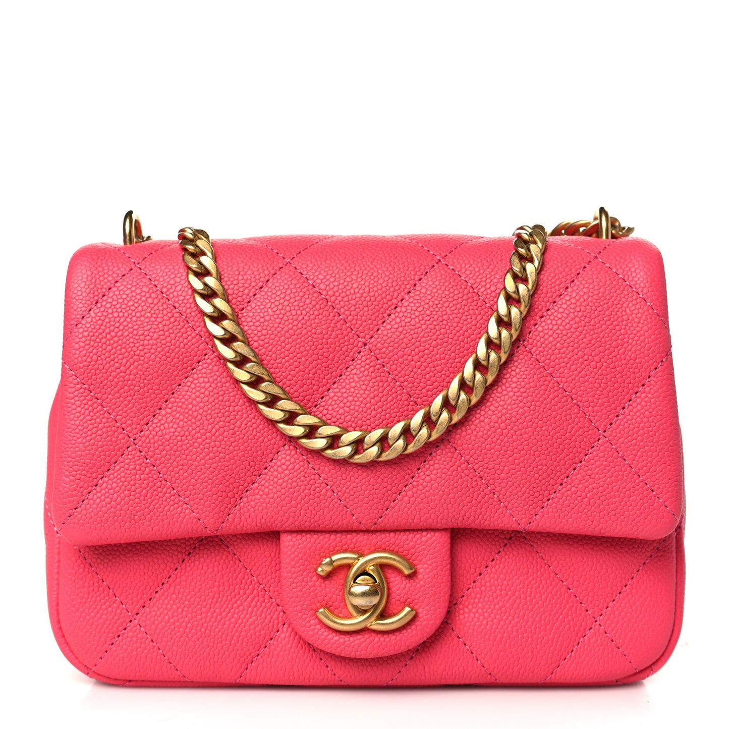 Caviar Quilted Sweetheart Mini Flap Dark Pink
