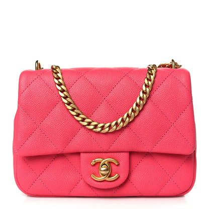 Chanel Caviar Quilted Sweetheart Mini Flap Dark Pink 1 of 9