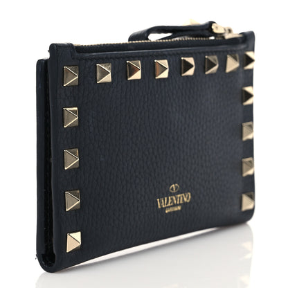 Valentino Garavani Grainy Calfskin Rockstud Coin Purse Card Holder Black 3 of 6