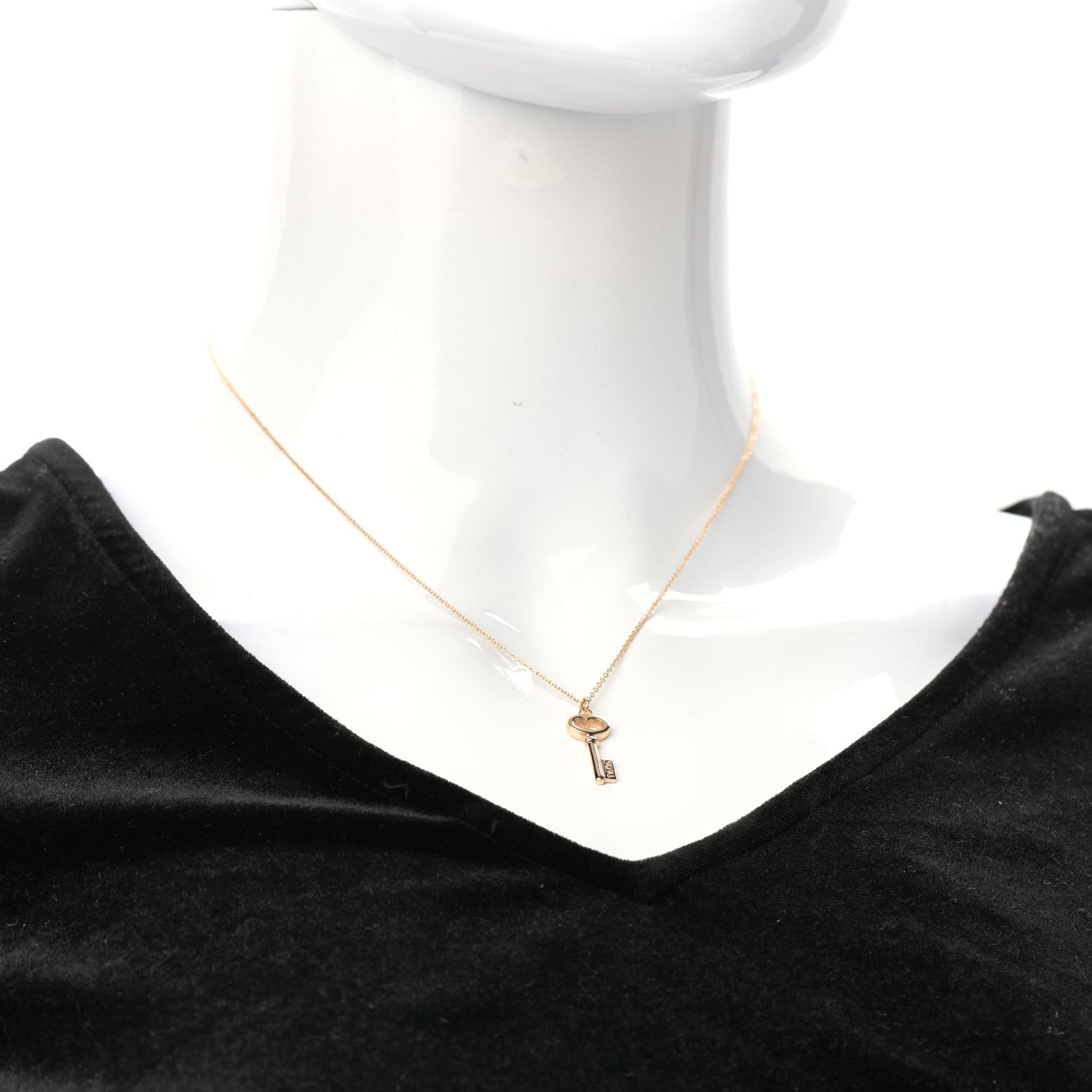 Tiffany 18K Rose Gold Mini Key Pendant Necklace 2 of 5