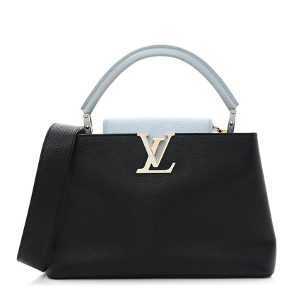 Louis Vuitton Taurillon Capucines MM Black Blue White 1 of 12