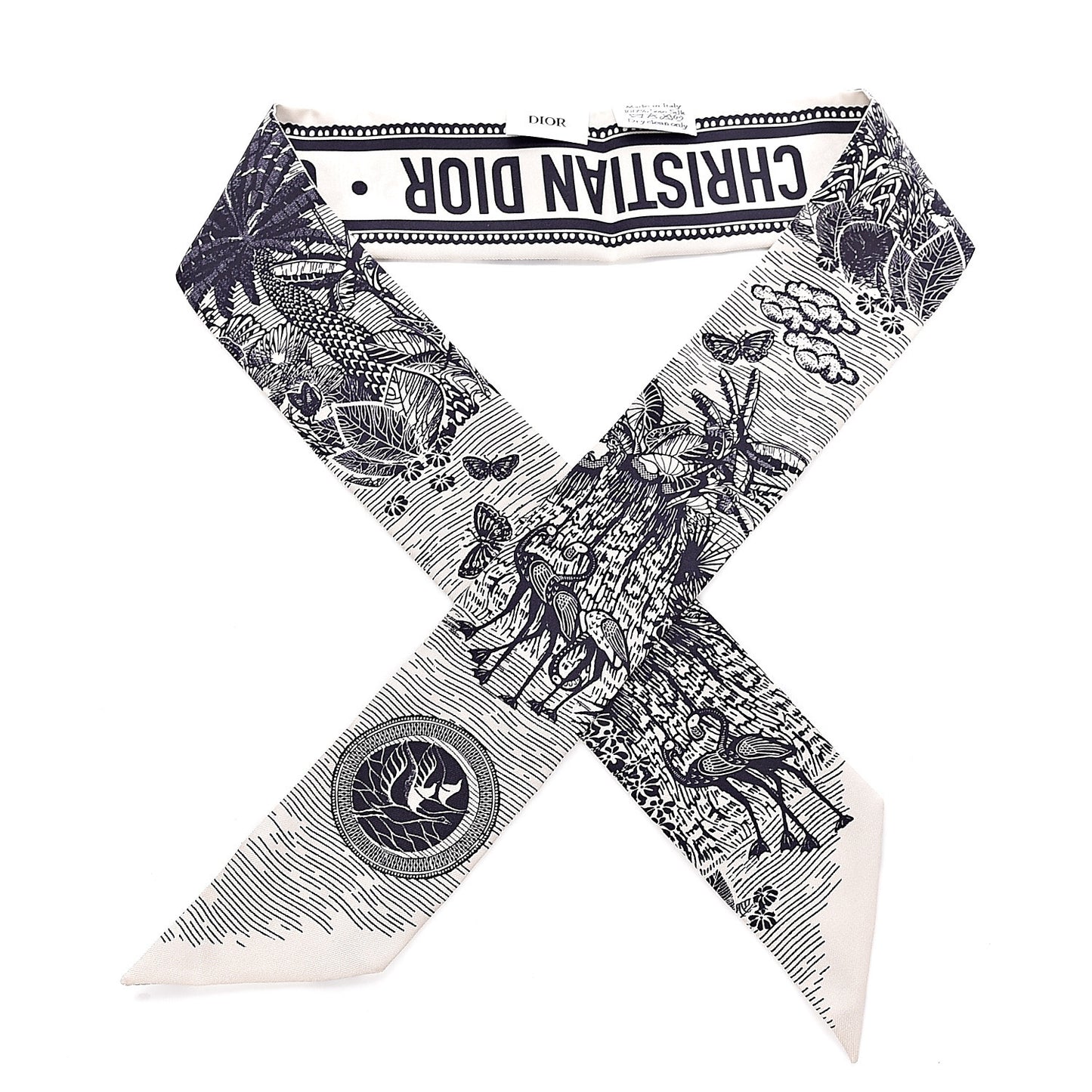 Silk Toile De Jouy Tropicalia Mitzah Scarf Indigo