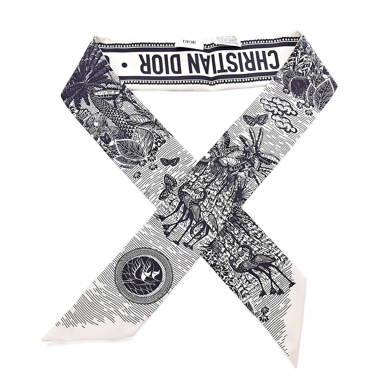 Christian Dior Silk Toile De Jouy Tropicalia Mitzah Scarf Indigo 1 of 4