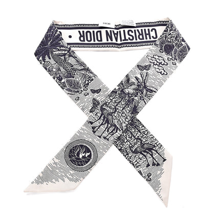 Christian Dior Silk Toile De Jouy Tropicalia Mitzah Scarf Indigo 1 of 4