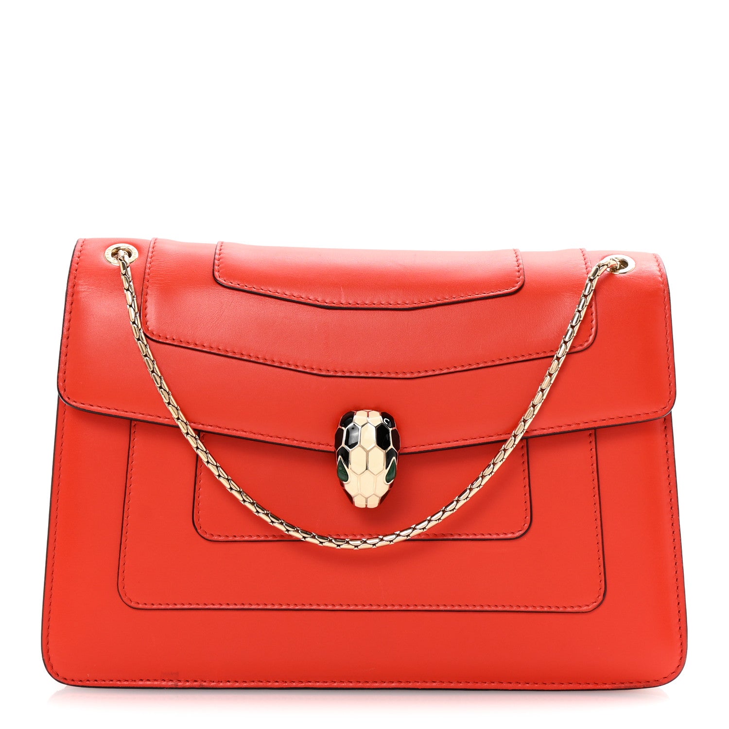 Bulgari Calfskin Serpenti Forever Shoulder Bag Red 1 of 9