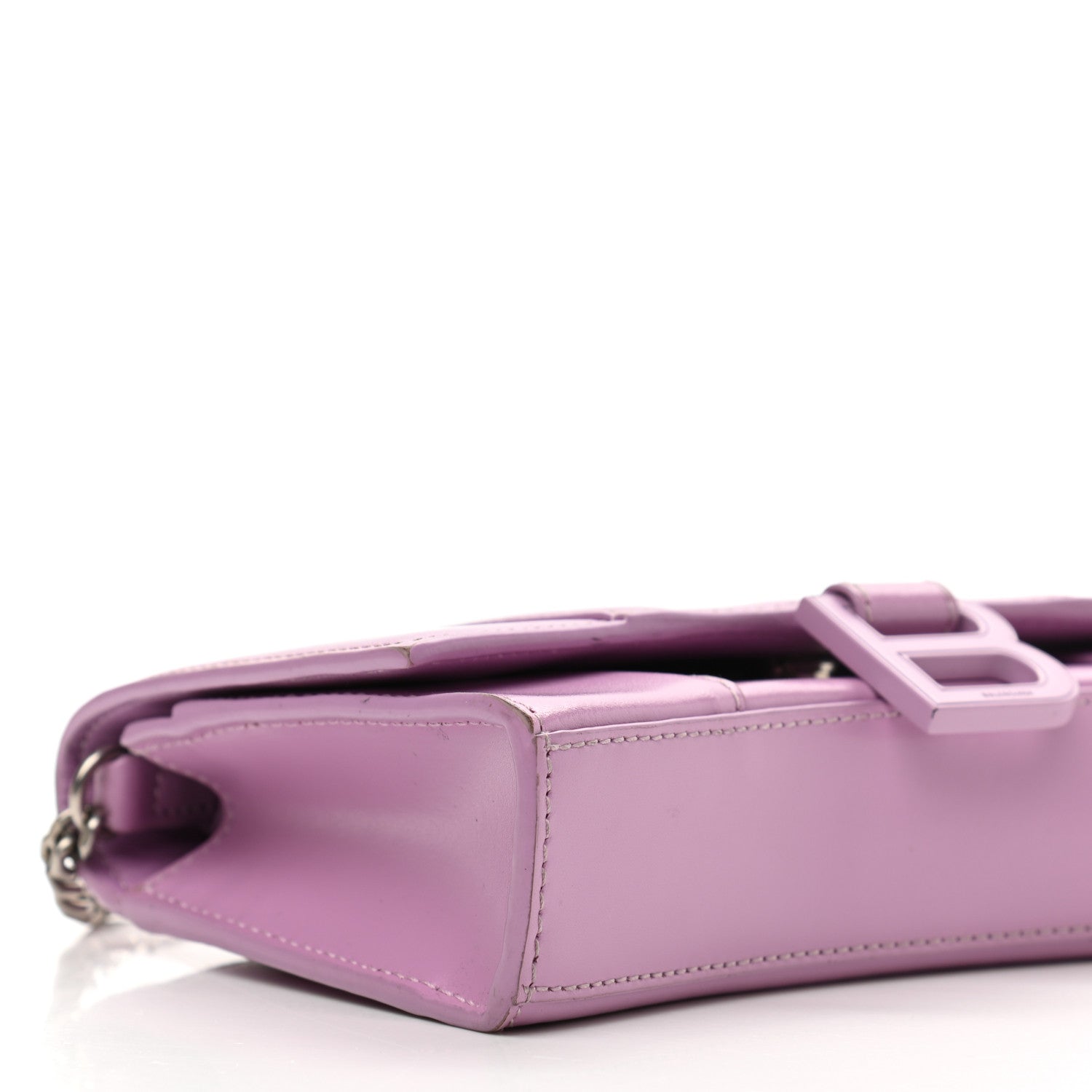 Balenciaga Shiny Box Calfskin Tonal B Hourglass Chain Bag Liliac 9 of 14
