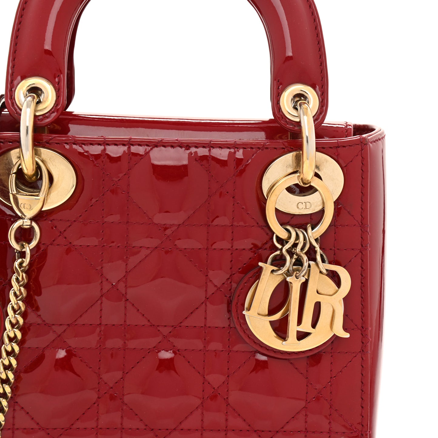 Patent Cannage Mini Lady Dior Red