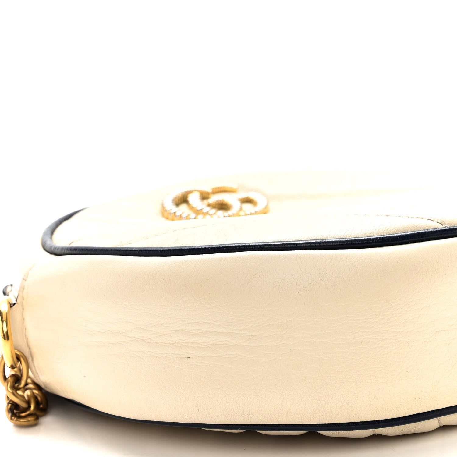 Gucci Azalea Calfskin Matelasse Diagonal Mini Torchon GG Marmont Round Shoulder Bag Mystic White Blue Agata 9 of 10