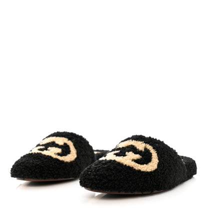 Gucci Shearling Interlocking G Womens Eileen Slippers 37 Black Butterscotch 3 of 10