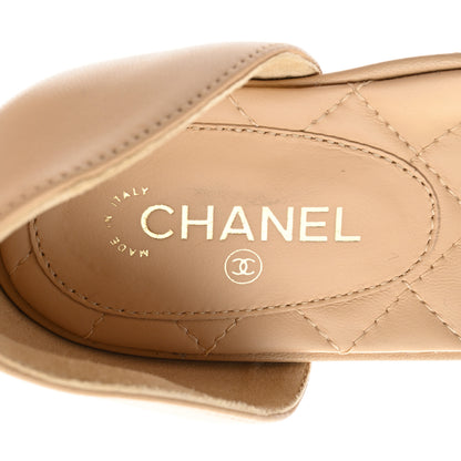 Chanel Lambskin Grosgrain Cap Toe CC Ankle Strap Sandals 37 Beige Black 7 of 8