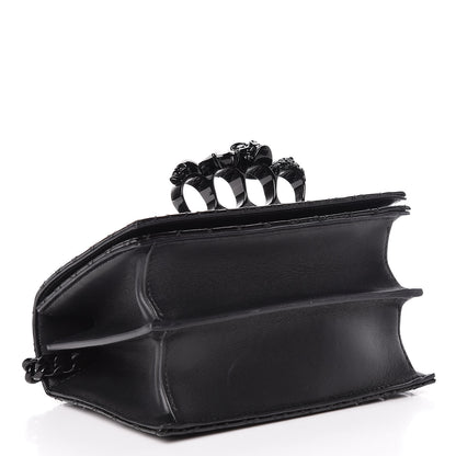 Alexander McQueen Patent Quilted Small Jeweled Knuckle Satchel Black 4 of 11