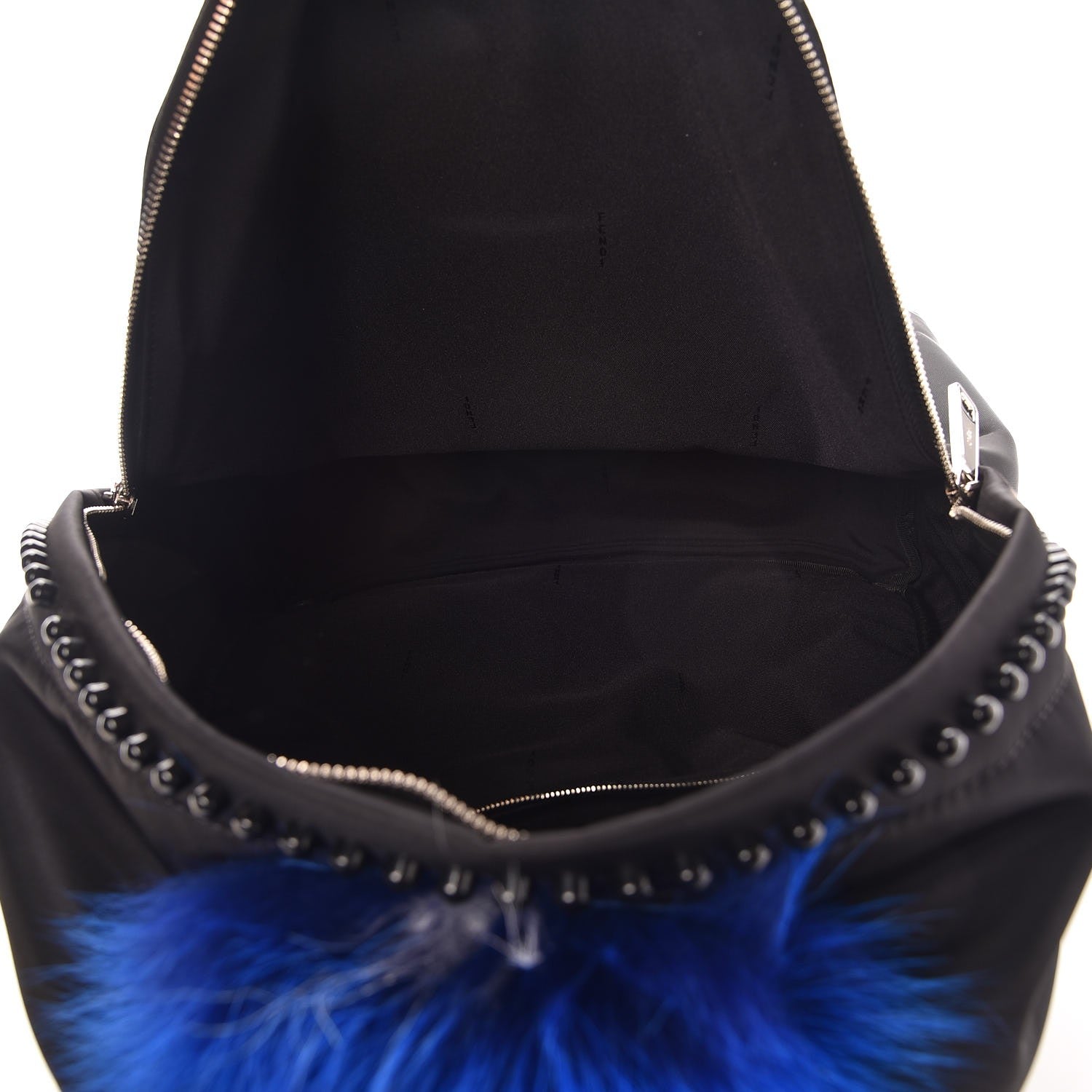 Fendi Nylon Vitello Century Mink Fox Goat Fur Studded Karlito Backpack Black Multicolor 5 of 10