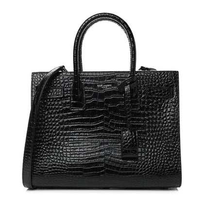 Saint Laurent Calfskin Crocodile Embossed Baby Sac De Jour Black 1 of 4