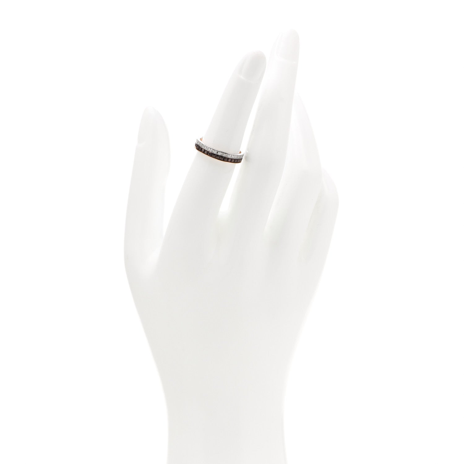 Boucheron 18K Pink White Gold PVD Diamond Quatre Classique Wedding Band Ring 51 5.75 2 of 8