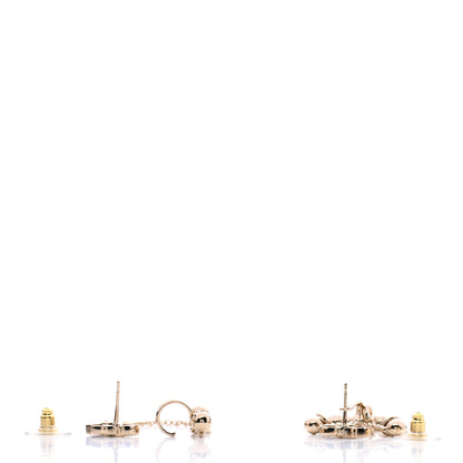 Chanel Metal Crystal CC Chain Cuff Earrings Gold 3 of 4