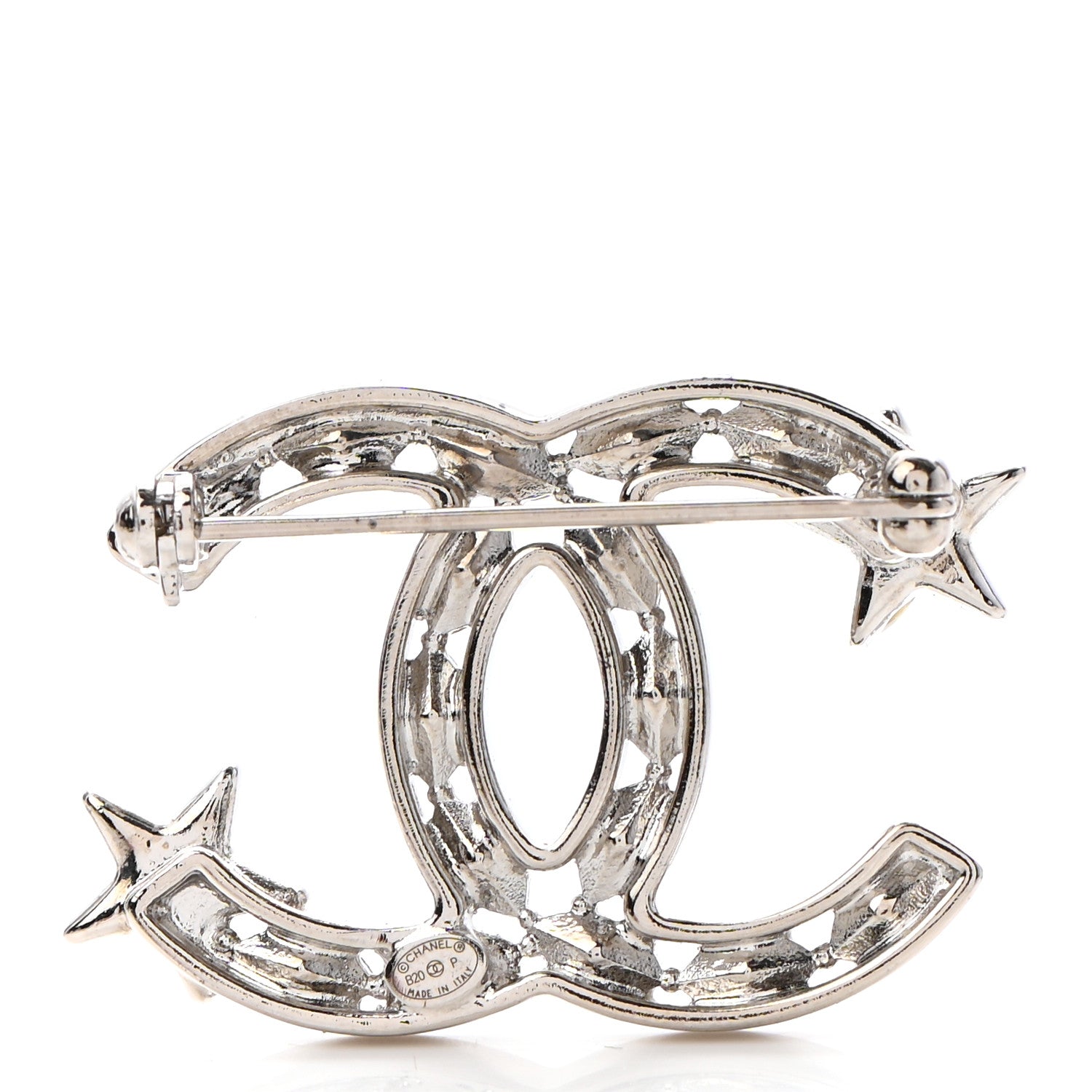 Chanel Crystal Starfall CC Brooch Silver 3 of 5
