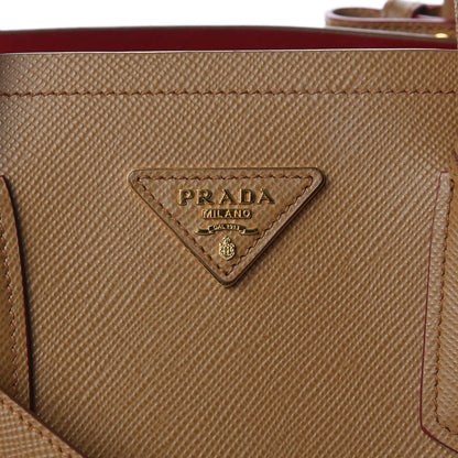 Prada Saffiano Cuir Large Double Bag Caramel Fuoco 9 of 13