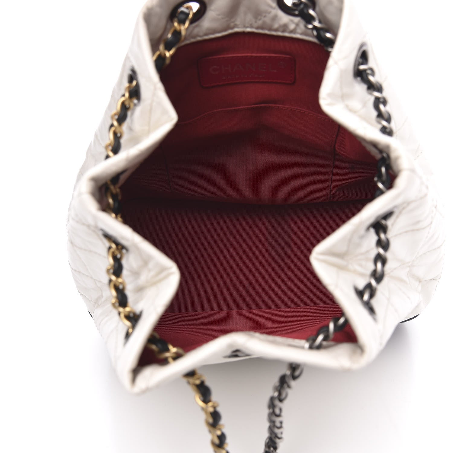 Chanel Aged Calfskin Quilted Small Gabrielle Backpack Black White 4 of 12