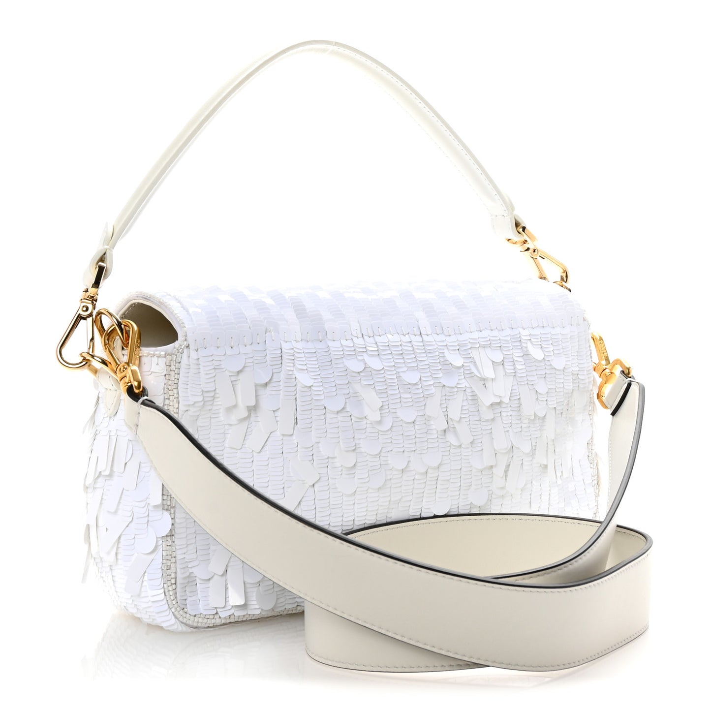 Sequin Paillettes Vitello Grace Sex and the City Baguette White