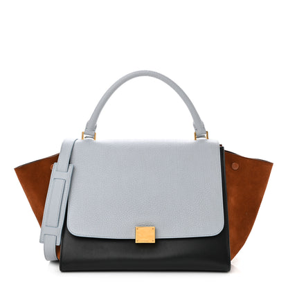 Celine Velluto Calfskin Suede Medium Tri-Color Trapeze Light Blue 1 of 19
