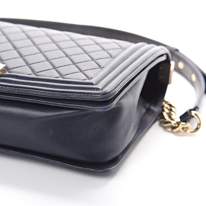 Chanel Lambskin Quilted New Medium Boy Flap Navy Blue 9 of 9