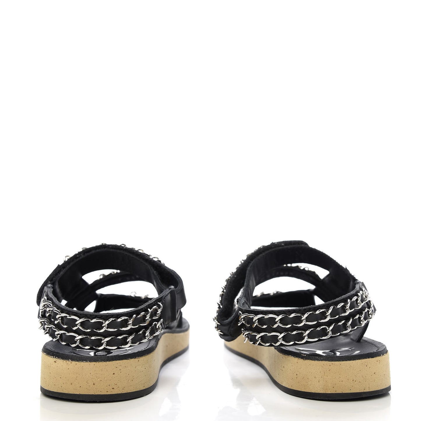 Lambskin Chain Sandals 37 Black