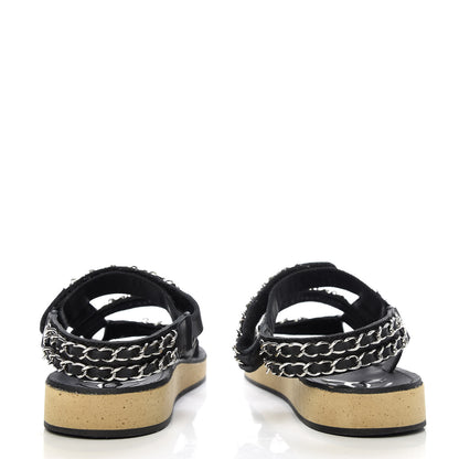 Chanel Lambskin Chain Sandals 37 Black 6 of 9