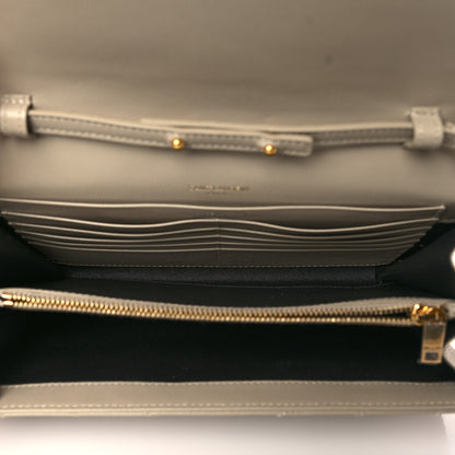 Saint Laurent Grain De Poudre Matelasse Chevron Monogram Chain Wallet Dark Beige 5 of 10