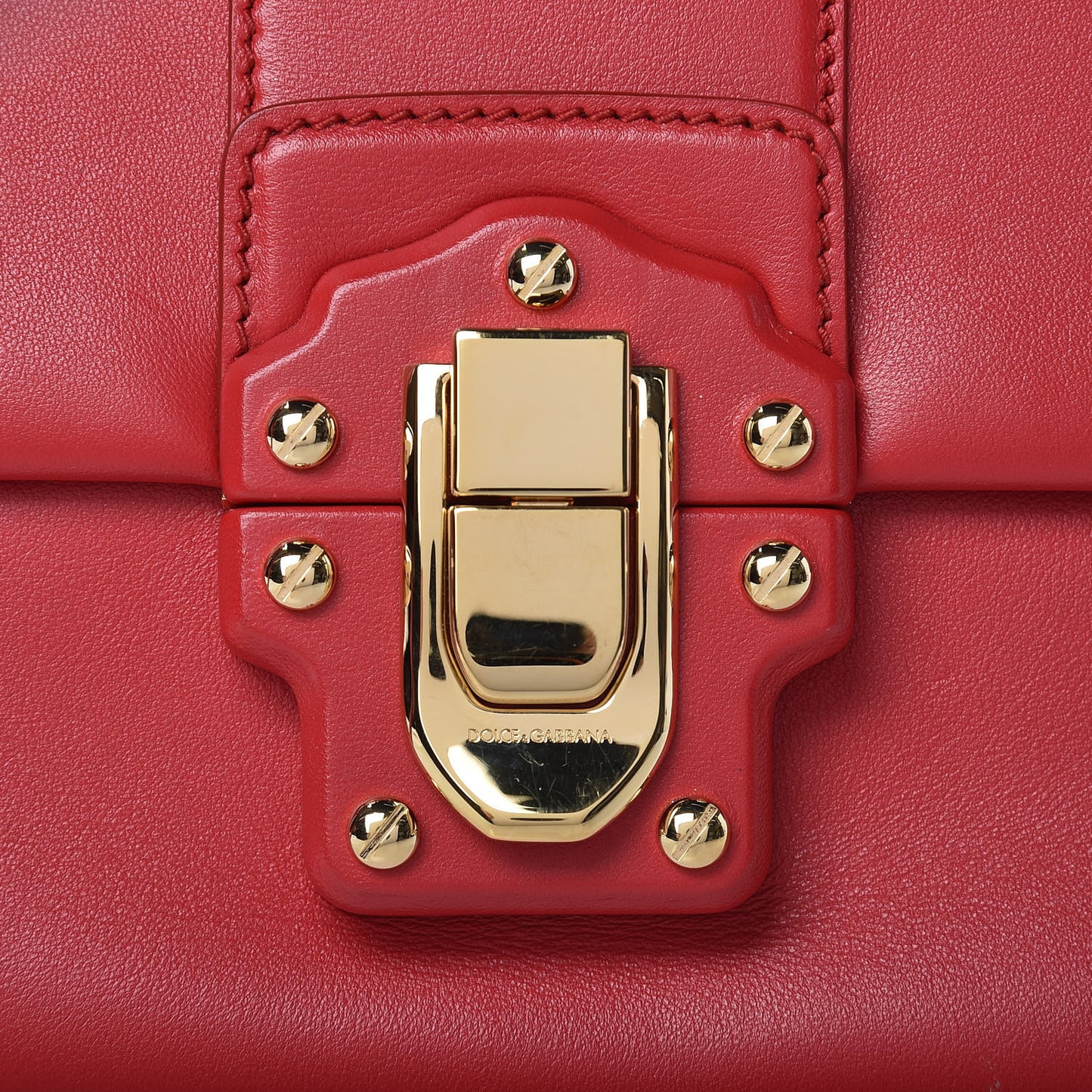 Calfskin Embellished Small Lucia Top Handle Bag Rosso