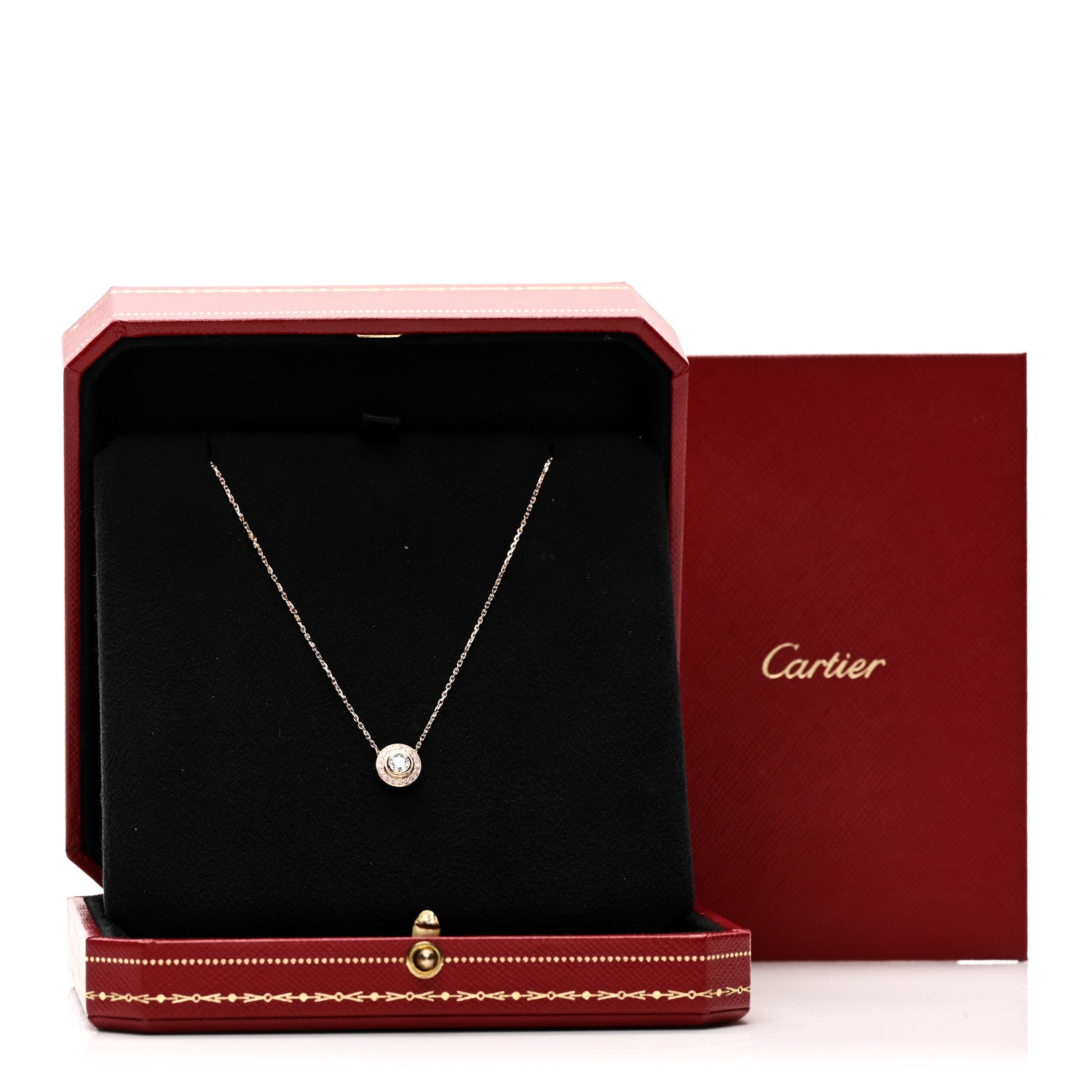 Cartier 18K Pink Gold Diamond .21ct D'Amour Pave Necklace 5 of 5
