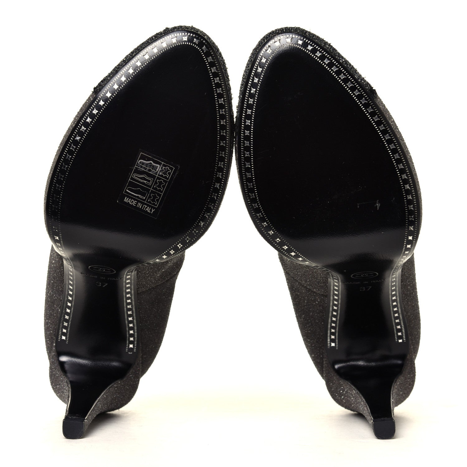 Chanel Glitter Cap Toe Pumps 37 Grey Black 6 of 7