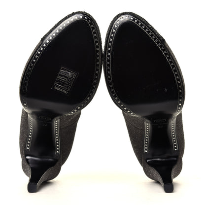 Chanel Glitter Cap Toe Pumps 37 Grey Black 6 of 7