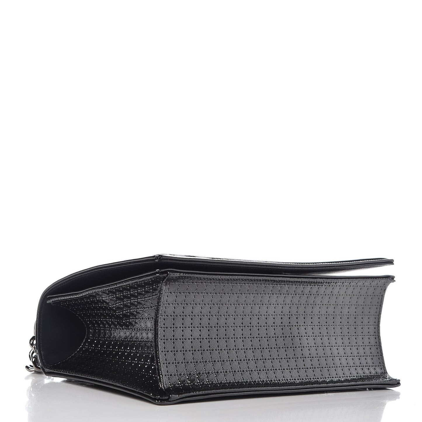 Metallic Patent Micro-Cannage Medium Diorama Flap Bag Graphite