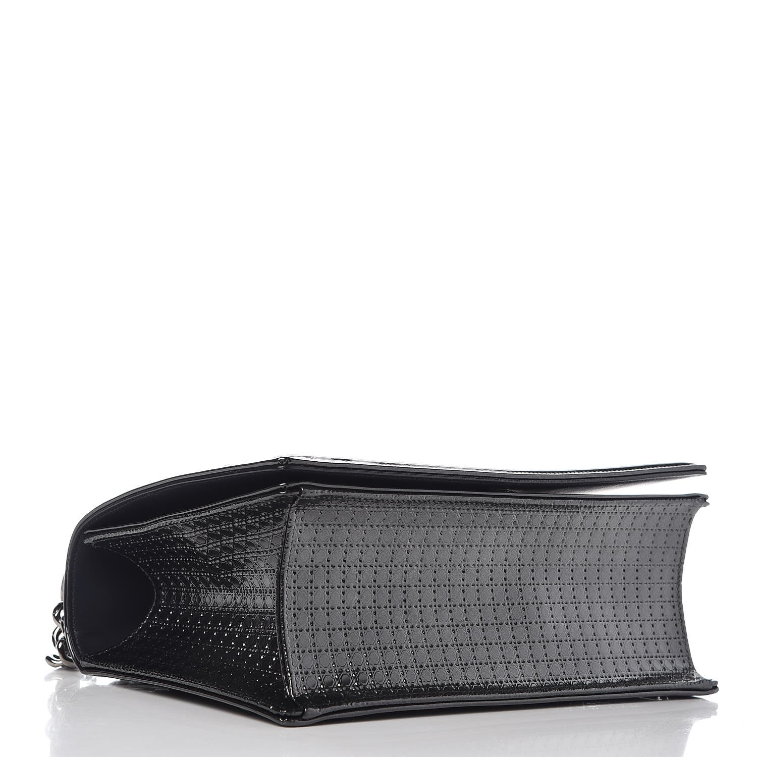 Christian Dior Metallic Patent Micro-Cannage Medium Diorama Flap Bag Graphite 4 of 7