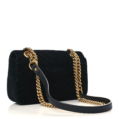 Gucci Velvet Matelasse Mini GG Marmont Shoulder Bag Black 3 of 6