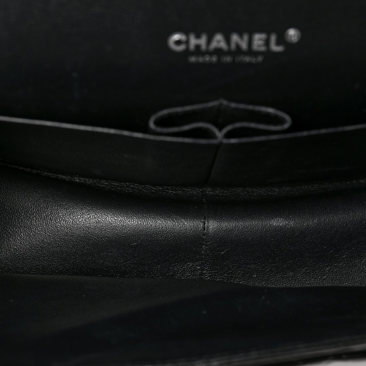 Shiny Distressed Calfskin Quilted Jumbo Double Flap So Black