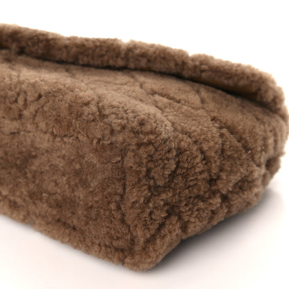 Saint Laurent Shearling Lambskin Quilted Sade Puffer Envelope Clutch Natural Brown 9 of 9