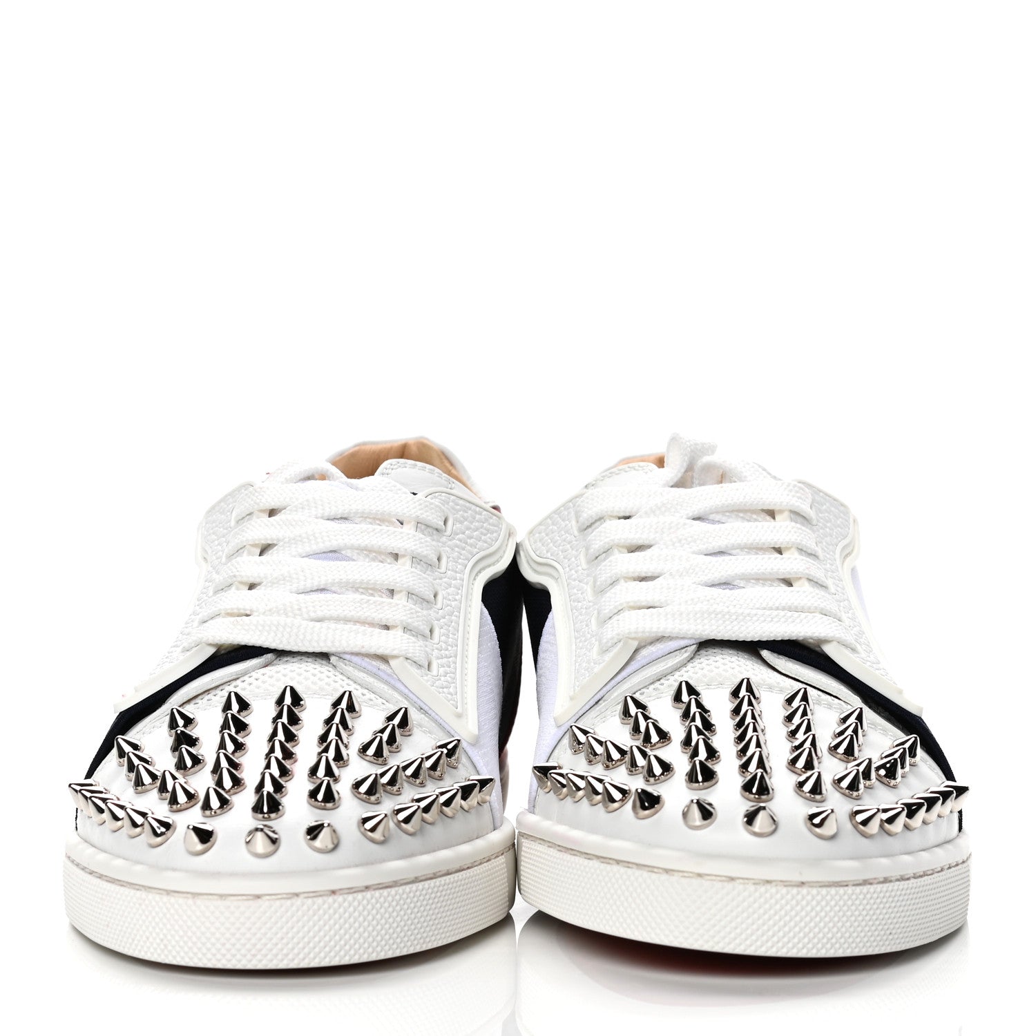 Christian Louboutin Calfskin Elastikid Spikes Womens Donna Sneakers 36.5 White Multicolor 2 of 5