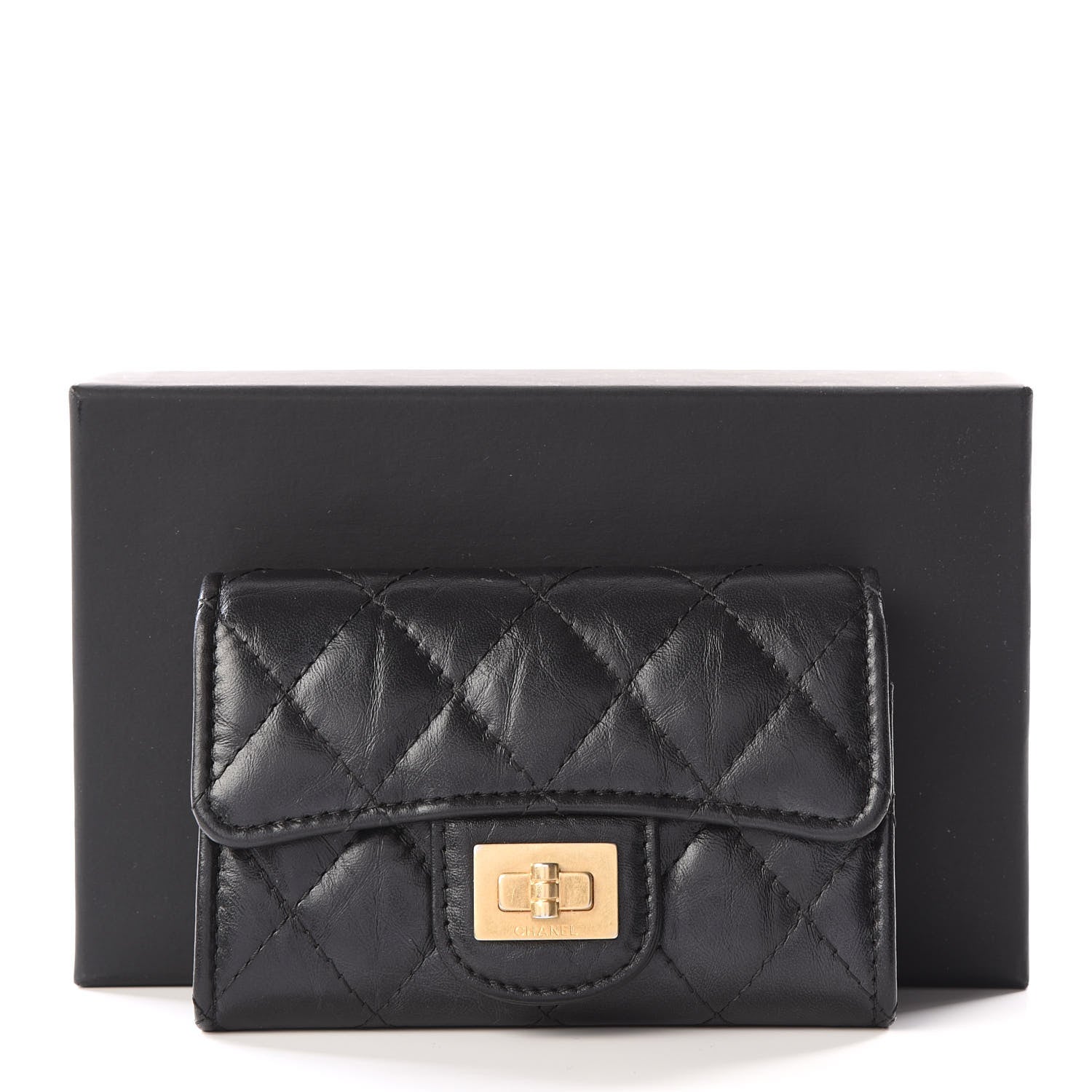 Chanel Aged Calfskin Quilted Reissue Flap Card Holder Black 11 of 11