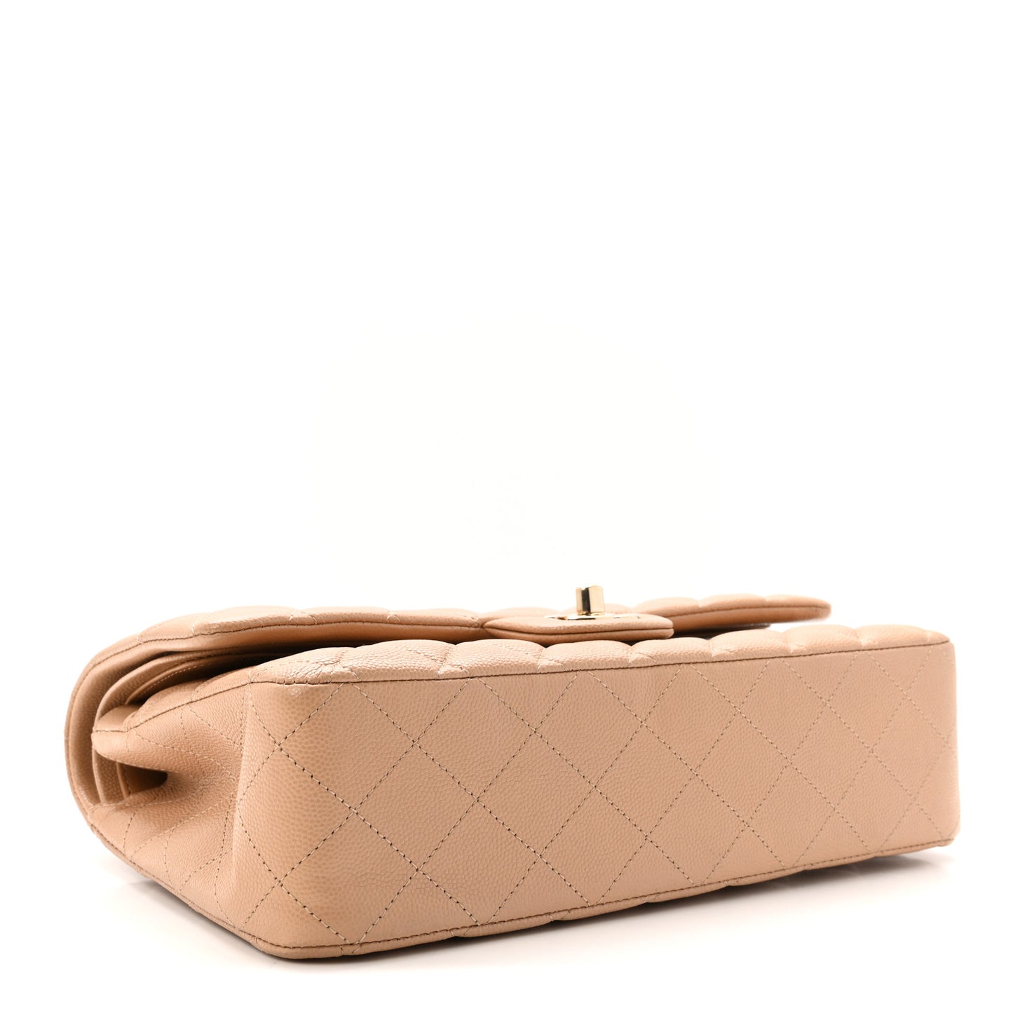 Caviar Quilted Medium Double Flap Dark Beige